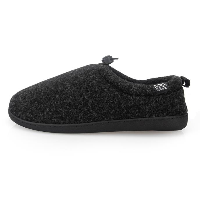 Isotoner® Mens Felt Full Back Slipper With Pull  Toggle Black Extra Image 3